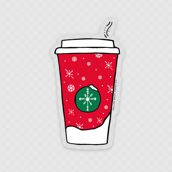 Clear Christmas Coffee Vinyl Sticker. Holiday Coffee Cup Sticker. Gift Under 5. Coffee Gift. Coffee Mug Sticker.