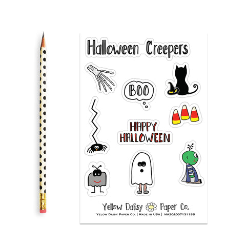 Halloween Creepers Sticker Sheet, Vinyl Stickers Variety Set of Stickers