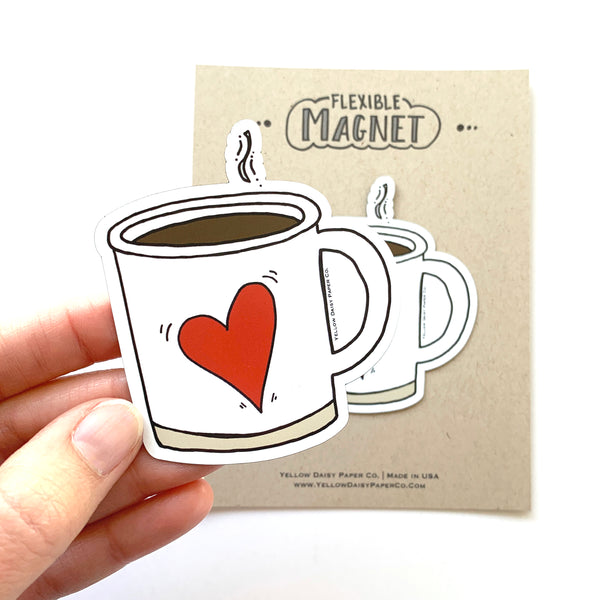 Flexible Coffee Magnet, Heart Coffee Mug Fridge Magnet