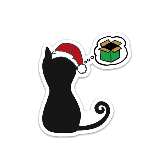 Christmas Cat Wishes, Holiday Sticker 2.67x3in, Waterproof Vinyl Cat Sticker. Wrapping, Laptop, Phone, Bottle, Journal Sticker. Gift Under 5.