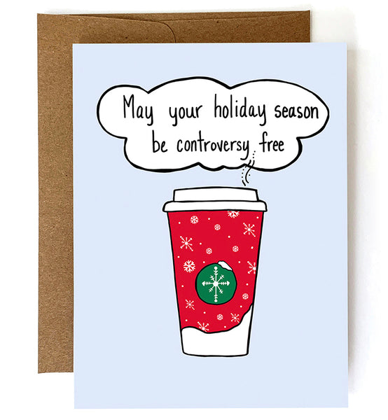 Controversy Free, Funny Christmas Card - Single Card or Set of 8