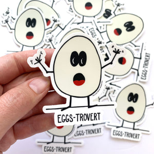 Funny Egg Sticker, Eggstrovert Vinyl Sticker, Water Bottle Funny Vinyl Sticker, Extrovert Gift - NEW