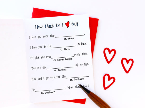 Fill in the Blanks Love Card, Funny Valentine Card