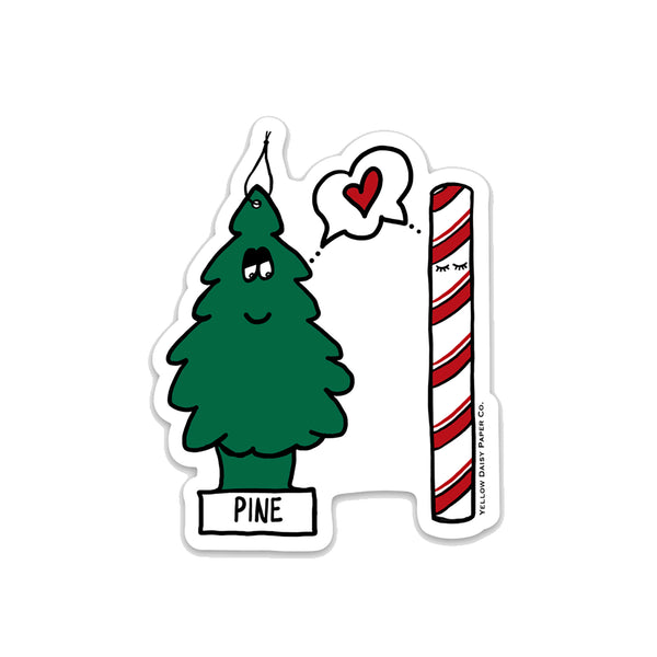 Fresh, Pine Candy Cane Christmas Vinyl Sticker. Funny Holiday Vinyl Sticker Gift Under 5. Cute Holiday Sticker. Wrapping, Laptop