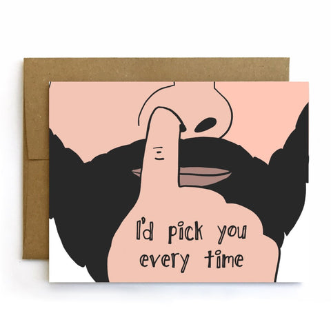 I'd Pick You, Beard Anniversary Card, Valentine Card