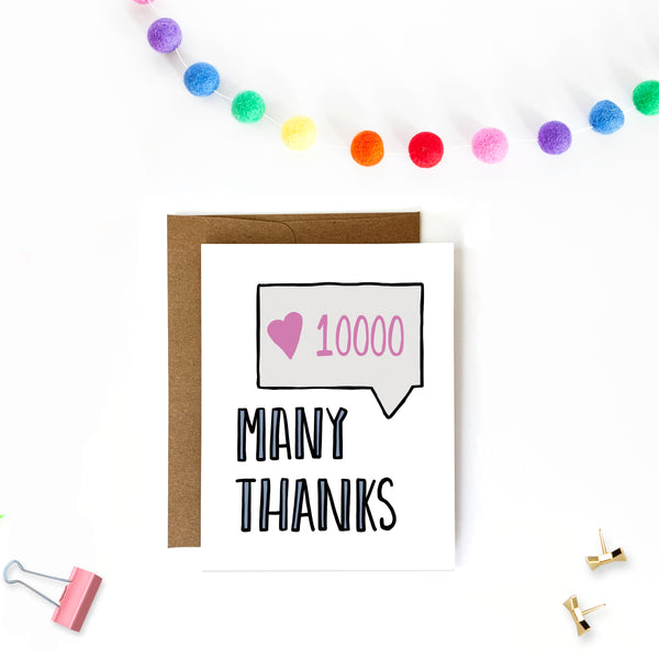 Many Thanks, Thank You Card - Single Card or Boxed Set of 8