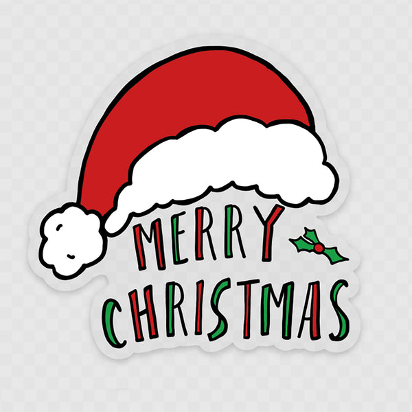 Clear Merry Christmas Vinyl Sticker. 3x3 Holiday Sticker. Gift Under 5. Wrapping, Laptop, Phone Christmas Sticker.