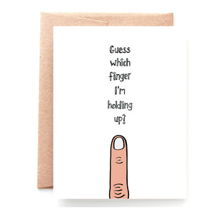 Middle Finger, Snarky Card, Guess Which Finger I'm Holding Up - NEW