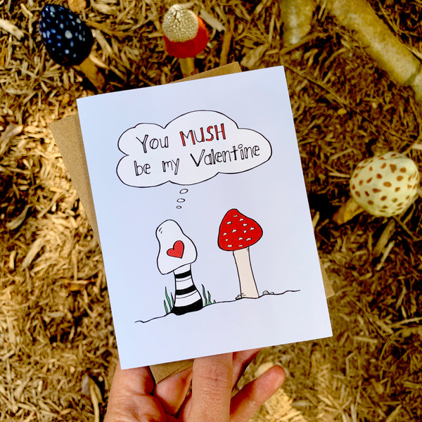 Mushroom Valentine Card, You Mush Be My Valentine - NEW