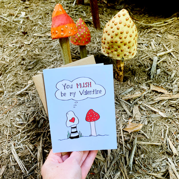 Mushroom Valentine Card, You Mush Be My Valentine - NEW