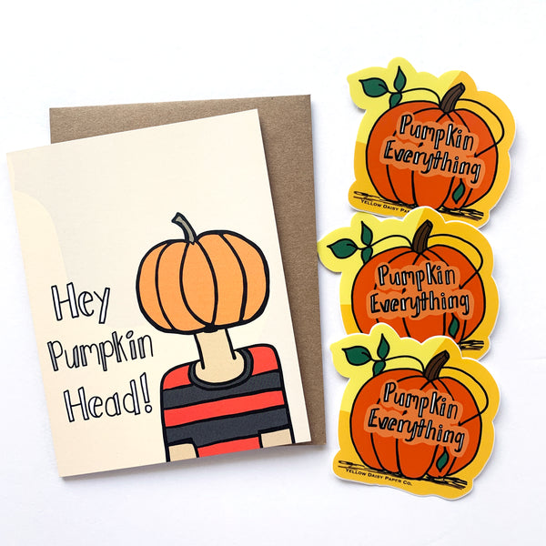 Pumpkin Head, Fall Card, Happy Halloween Card - NEW