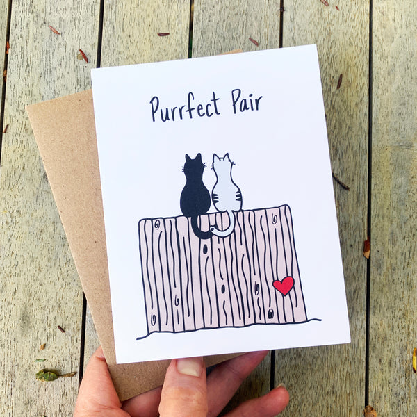 Purrfect Pair, Love Card, Cat Valentine Card, Cat Anniversary Card - NEW