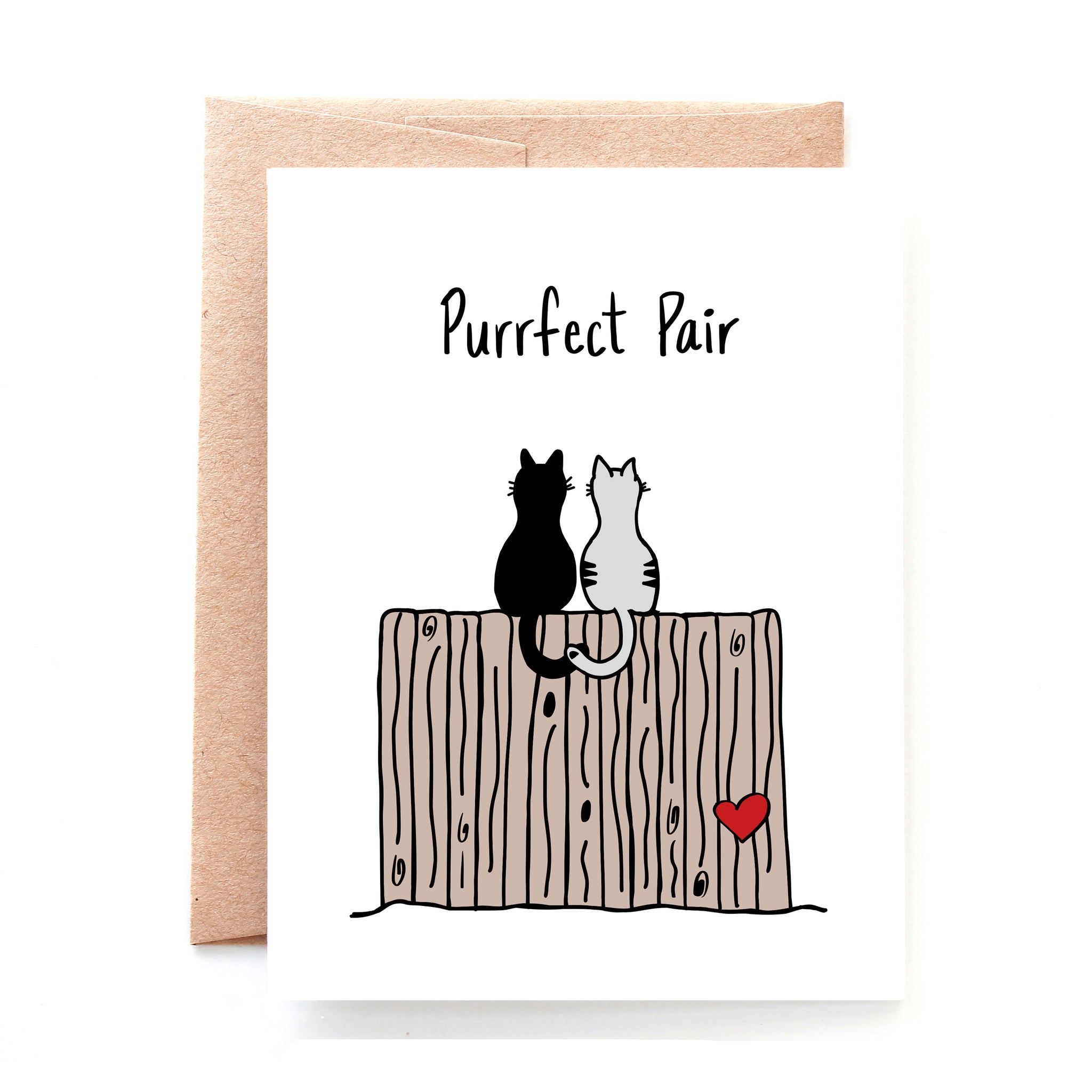 Purrfect Pair, Love Card, Cat Valentine Card, Cat Anniversary Card - NEW