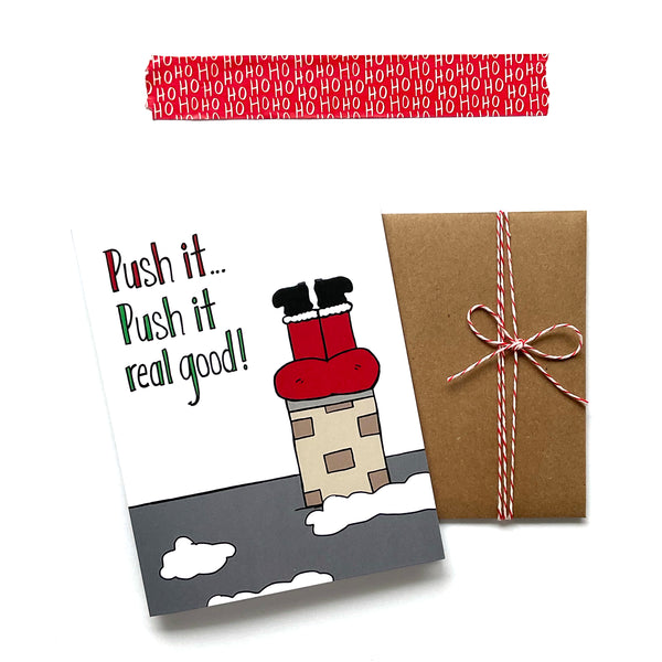 Push It Santa, Funny Christmas Card- NEW
