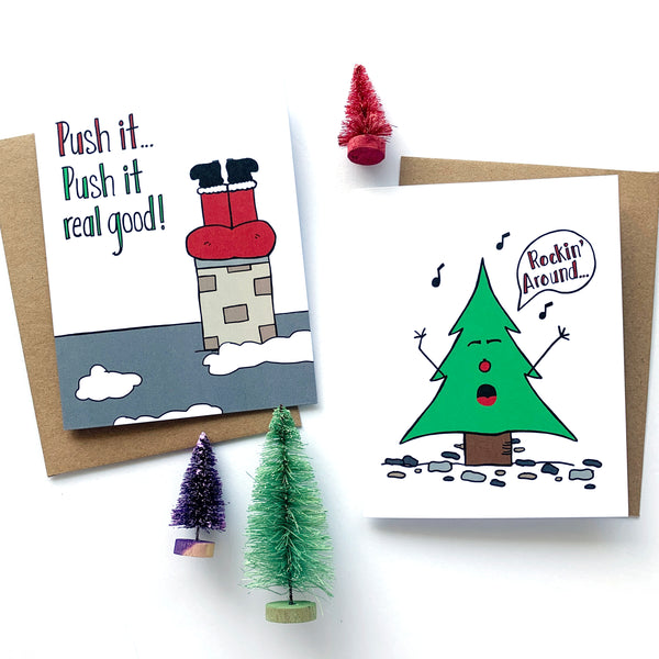 Push It Santa, Funny Christmas Card- NEW