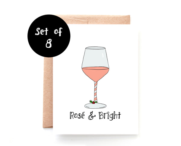 Rose' & Bright Christmas Card - Single Card or Set of 8