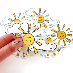 Sunshine Clouds Sticker. Happy Sun Vinyl Sticker. 3in Laptop Sticker, Phone Sticker, Journal Sticker - NEW