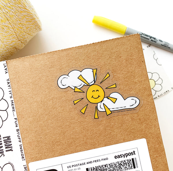 Sunshine Clouds Sticker. Happy Sun Vinyl Sticker. 3in Laptop Sticker, Phone Sticker, Journal Sticker - NEW