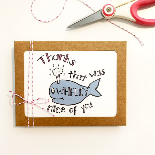 Whaley Nice, Punny Thank You Card, Single Card or Boxed Set of 8