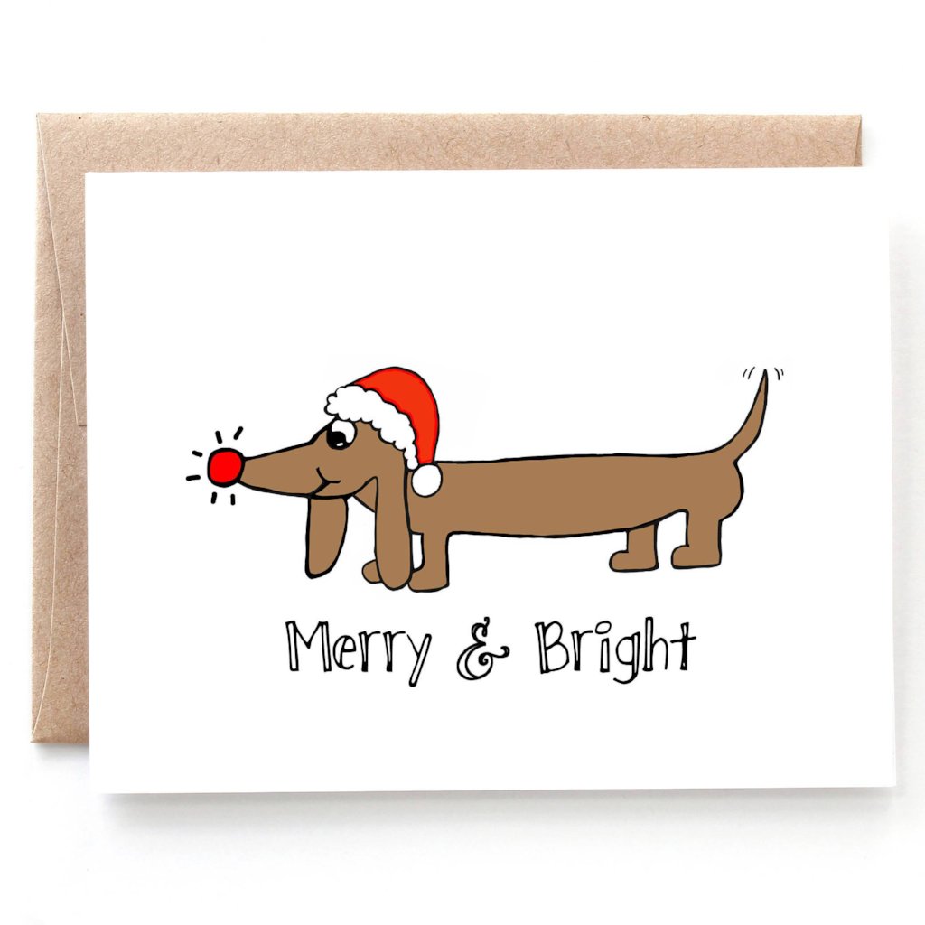Merry & Bright Christmas Card - Single Card or Set of 8