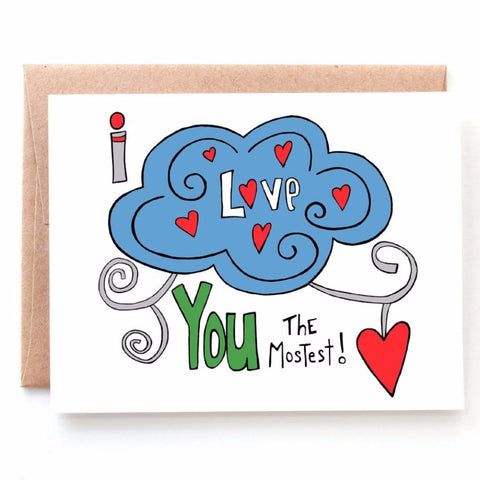 Love You The Mostest, Anniversary or Valentine's Day Card